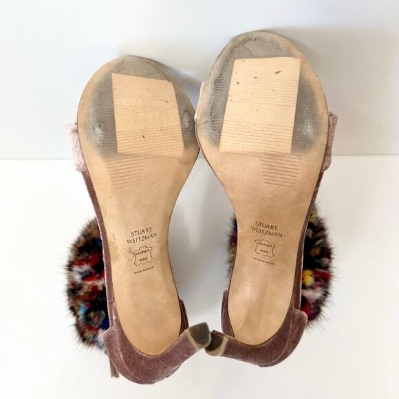 Stuart Weitzman Snowbiz Mink Pink Velvet Stiletto Heel Womens Size 7 - Picture 12 of 15